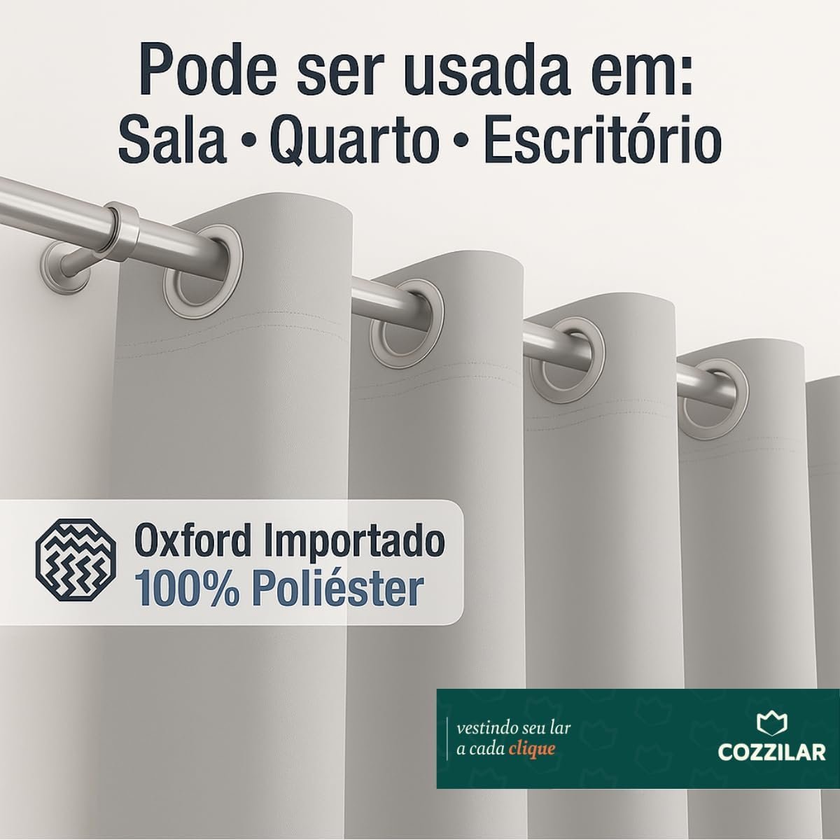 Cortina 3,00 x 1,70m Tecido Oxford Grosso Para Quarto, Sala... - Imagem 4