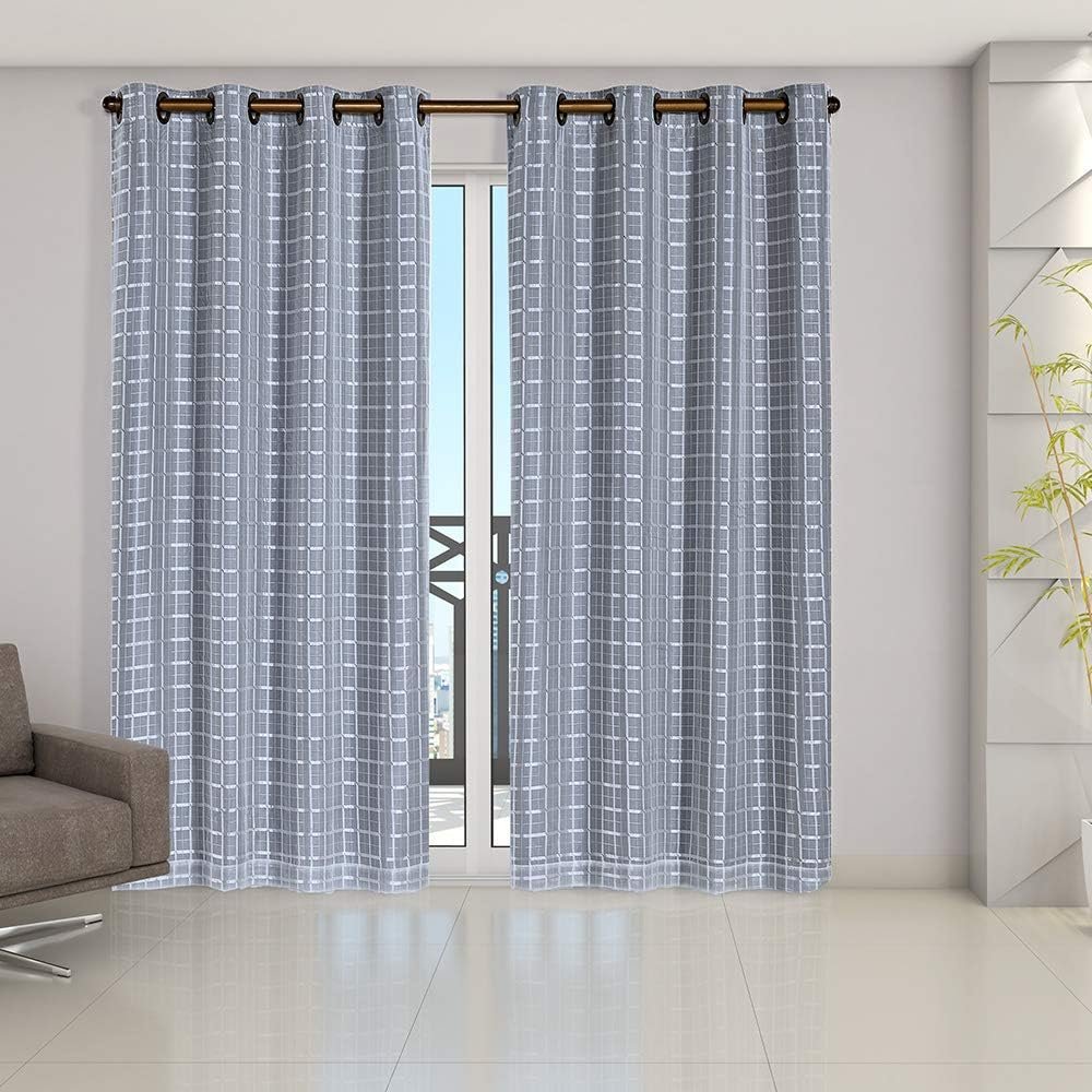 Cortina Blackout Prata com Voil Xadrez 2,80 m x 2,30 m -... - Imagem 2
