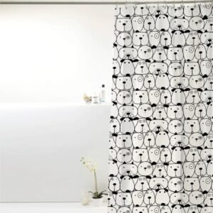 Cortina Box para Banheiro, Estampa de Cachorros, Preto e...
