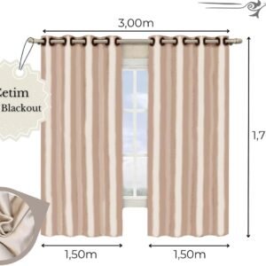 Cortina Janela Sala Tecido Blackout Cetim Premium 3,00m x...
