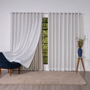 Cortina Luxo Voil Flamê em Linho com Fundo Blackout Bloqueia...
