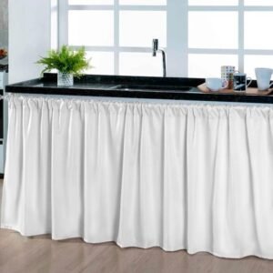 Cortina Para Pia Cozinha Balcão 3,00x0,80 Tecido Liso Branco

