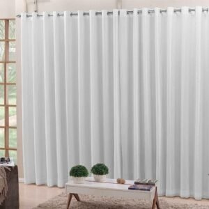 Cortina Voil Branco Com Forro Blackout Tecido 4,00x2,30...
