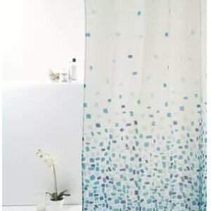 Cortina de Box em Poliéster Pastilha Azul-Celeste Pixel,...
