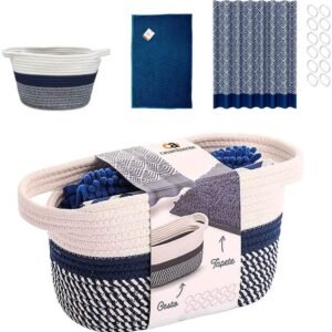 Jogo de Banheiro Azul Cortina Tapete e Cesto - Casambiente
