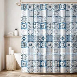 1 Cortina Box Banheiro Antimofo Ganchos 180x180 Pev Es M08
