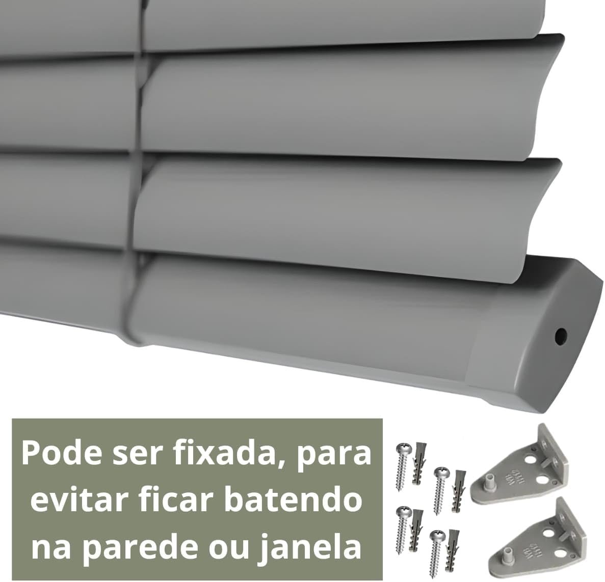 Cortina Persiana Horizontal Cinza L=1,00m x A=1,30m PVC |... - Imagem 4