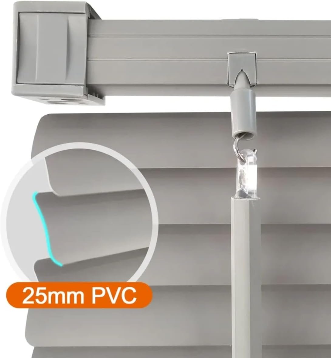 Cortina Persiana Horizontal Cinza L=1,00m x A=1,30m PVC |... - Imagem 6