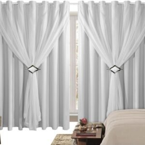 Cortina Blackout PVC 3,00m X 2,80m Com Voil Branco
