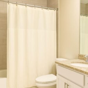 Cortina Box Banheiro Antimofo Lisa com Ganchos e Visor...
