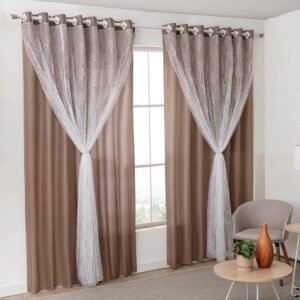 M&C Cortinas Camila, Cortina de Renda com Forro,...