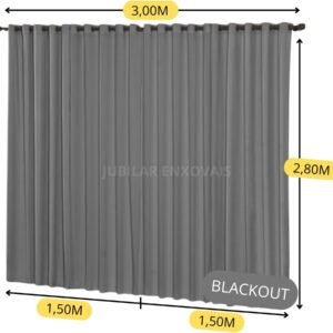 Cortina Blackout com Ilhós, 3,00m x 2,80m, Tecido Duplo,...
