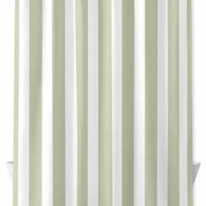 Cortina de chuveiro com listras geométricas verde sálvia,...
