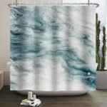 Cortina de chuveiro de mármore azul claro abstrata para...