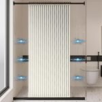 Jerlwuay Cortina de chuveiro dobrável impermeável com...