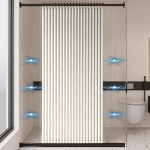 Jerlwuay Cortina de chuveiro dobrável impermeável com...
